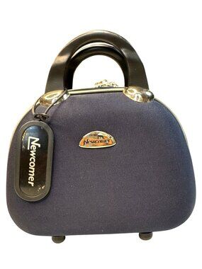 Newcomer Navy Blue Hard-Shell Travel Toiletry Case With Compartments & Handle